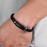 Pulseira de Couro Masculina Trançada "Massimo”
