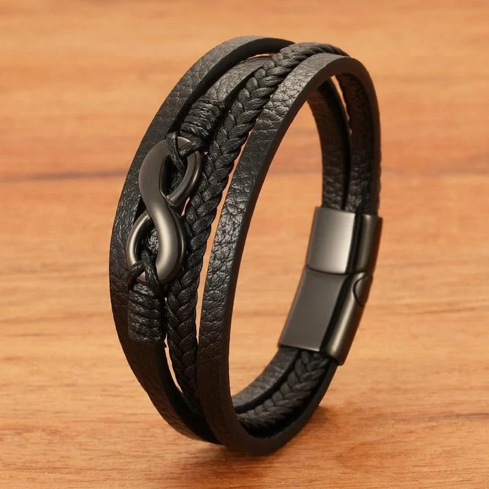 pulseira-masculina-de-couro-preta-infinito-com-detalhe-em-metal