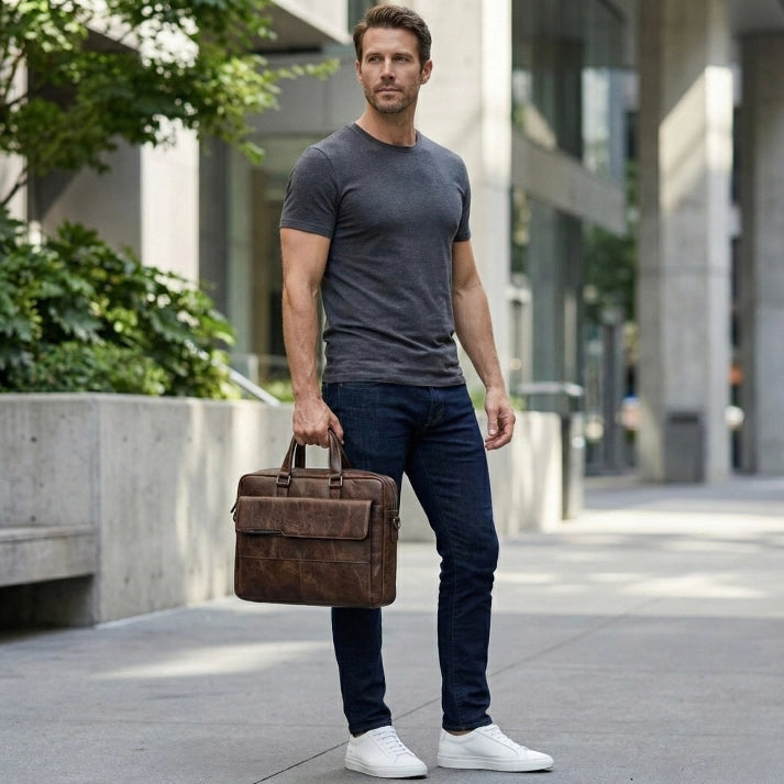 Maleta de Couro Genuíno “Massimo” Savelli