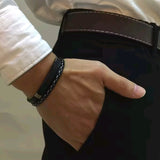 Pulseira de Couro Masculina "Massimo” Alfa