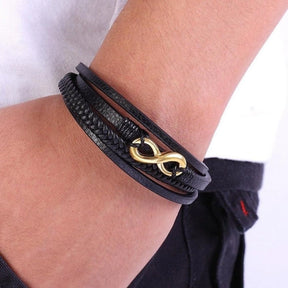 pulseira-de-couro-masculina-com-símbolo-infinito-e-acabamento-premium